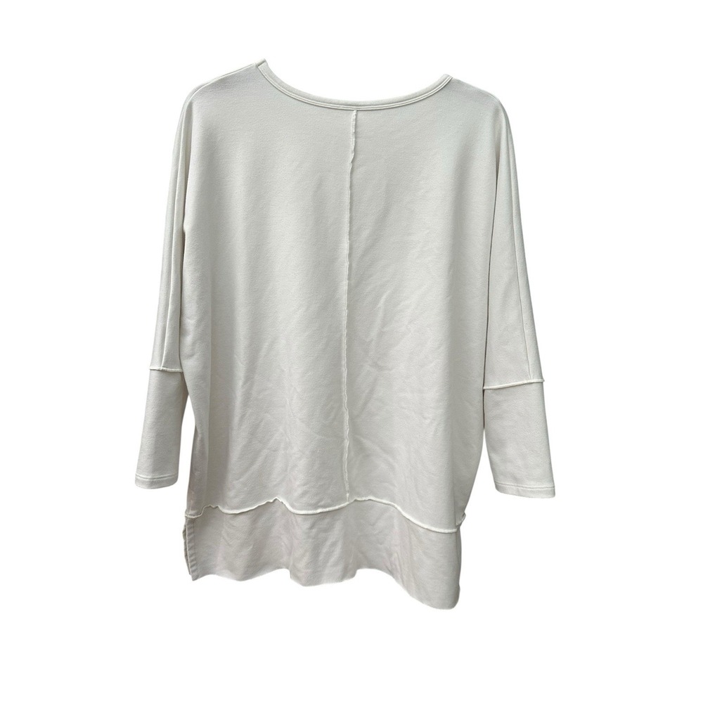 Spanx Sweatshirt Womens Medium White Crew Neck 3/4 Sleeve Gym Inside Out #V3-1 - Picture 8 of 9